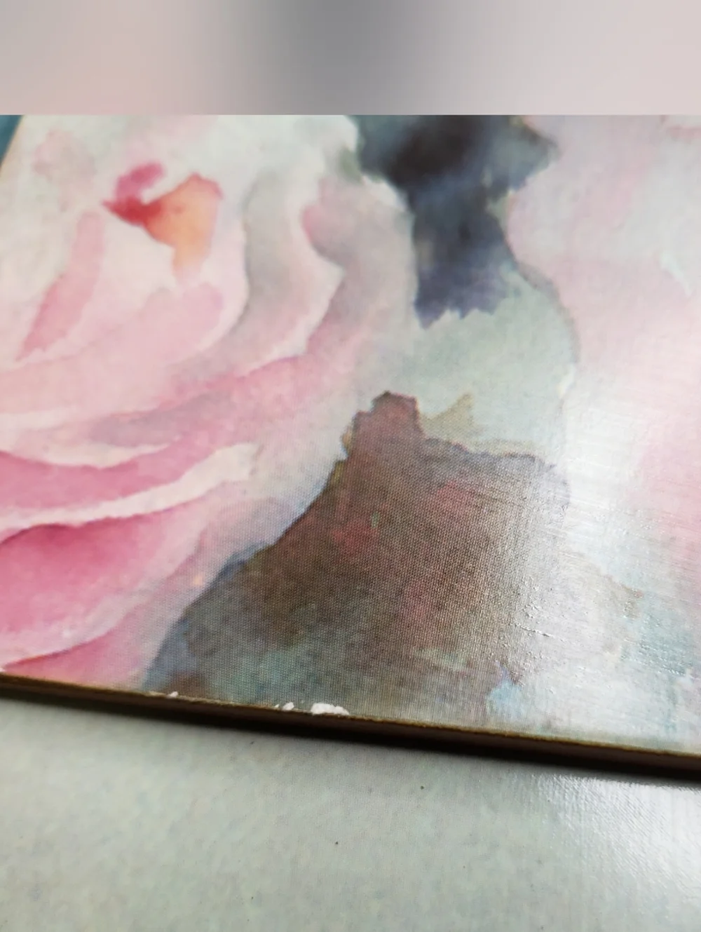 Four Vintage Judy Buswell Placemats Watercolor Roses Cork Bottom 1990s